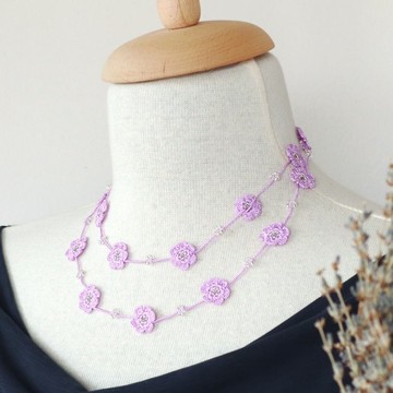 蕾絲針織 90 公分套索 [瑪麗] 薰衣草