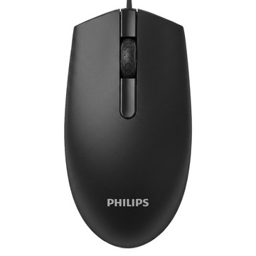 PHILIPS 飛利浦 三鍵式有線滑鼠  黑色  SPK7204