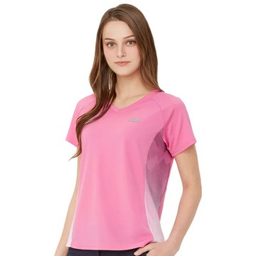 【Jack Wolfskin 飛狼】滿額折300★女 漸層印花V領短袖涼感排汗衣 T恤『蘭花紫』(171060)