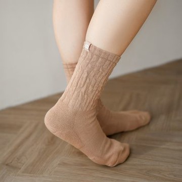 【【FOOTER機能襪】Soft 雲朵皺皺襪 高筒襪(N202-拿鐵)