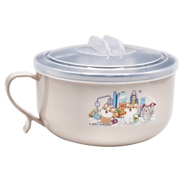 SL 三榮塑膠 不鏽鋼隔熱餐碗  柴語錄 米色  1個