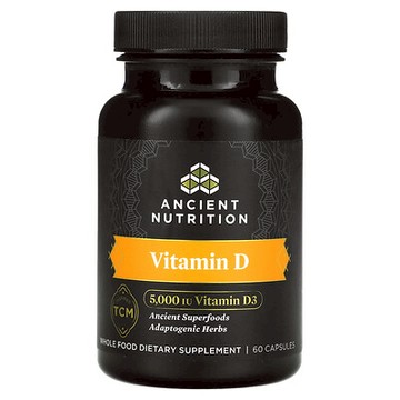 Ancient Nutrition, 維生素 D，125 微克（5000 國際單位），60 粒膠囊