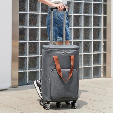 便攜式拉桿包女防水牛津布拉桿包男大容量手提行李袋萬向輪小推車