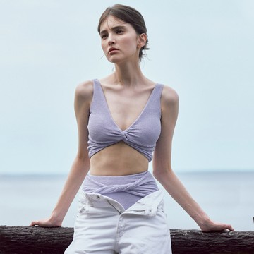 Twist 雙面穿扭結褶皺泳衣-浪漫紫