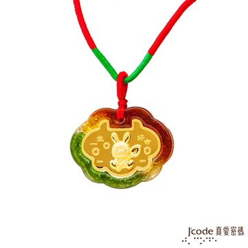 J code 真愛密碼金飾 金湯匙兔寶貝黃金彌月木盒-0.1錢