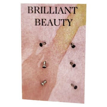 Brilliant Beauty 耀眼美人 迷你鋯石鑽養耳棒 鈦鋼 3對  深綠色