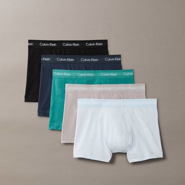 【Calvin Klein】 CK 彈性棉質平口內褲 5 件套組_拚色