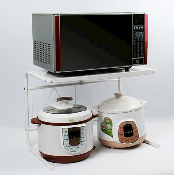 山崎同款出口簡約小清新可伸縮微波爐收納架電飯煲烤箱置物架