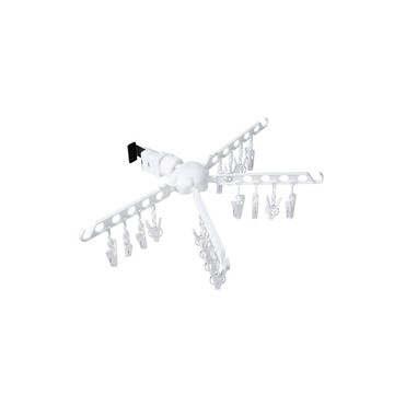 【日本Imakara】免鑽釘可折疊旋轉室內門窗晾衣架(16夾)-3入