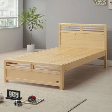 文創集 藍天空3.5尺單人實木床台(採用實木床底板+床底板二段高度可調)-111x202x93cm免組