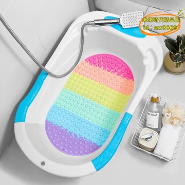 優選！！【台灣現貨】 嬰兒洗澡防滑墊寶寶浴盆專用矽膠小座墊子卡通環保無味遊泳館浴室