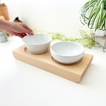 KATOMOKU 貓咪桌/為2件 山毛櫸 日本製造　喂食碗