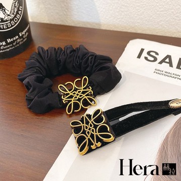【Hera 赫拉】法式金屬圖騰髮圈邊夾兩入組 H112020201
