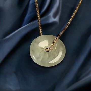 【願‧平安】冰種黃翡翡翠平安扣項鍊 | 天然緬甸玉A貨翡翠 |送禮