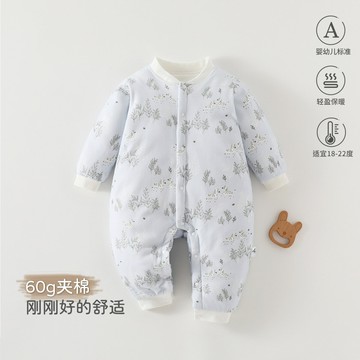 寶寶連體衣夾棉秋冬季保暖加厚棉服a類嬰幼兒休閑哈衣居家爬服鑫弘-萌寶童裝可開發票