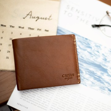 『新品上市』老爺有喜 男仕皮革縫線短夾(072986cd)