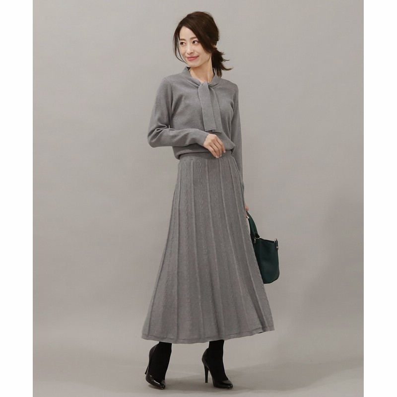 オンワード Tiaclasse ティアクラッセ 洗える 着映えが叶う ボウタイニットワンピース グレー 9 レディース 送料無料 通販 Lineポイント最大3 0 Get Lineショッピング