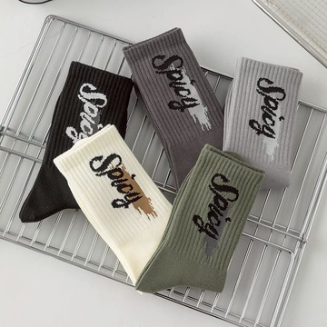 男士運動襪 襪子 吸汗透氣襪子 運動襪 休閒襪 棉襪 羅口精梳棉 字母潮流男士運動襪 ZM9244