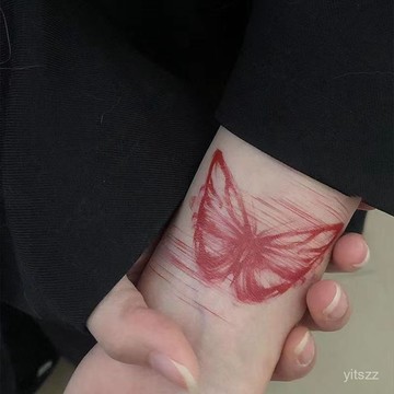 【臺灣有貨】莫沙紅蝴蝶小衆高顔值小衆彩色紋身貼防水持久不反光潮流新款學生