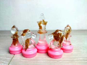 客製化樹脂西洋棋套裝附棋盤 |特大號尺寸 2.75 英吋（7 公分）|環氧樹脂