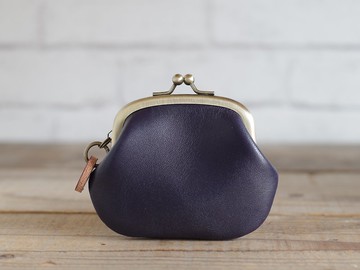 皮革口金零錢包 - 深海藍