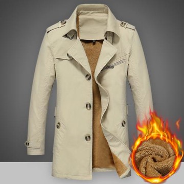 男士外套秋冬季加絨加厚韓版潮流休閑大碼風衣男中長款春秋夾克男