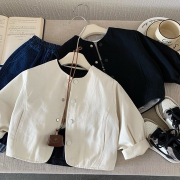 【四口甜】台灣現貨秋冬新款男童女童80-130 日系百搭夾克外套