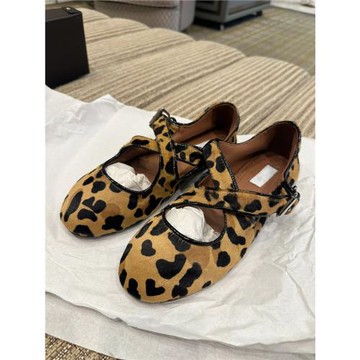 2025秋季新款圓頭豹紋交叉一字扣平底單鞋女真皮時尚百搭小皮鞋潮