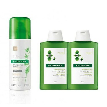 Klorane蔻蘿蘭 控油乾洗髮體驗組(乾洗髮噴霧50ml+控油洗髮精25ml*2) ｜全館滿$199免運
