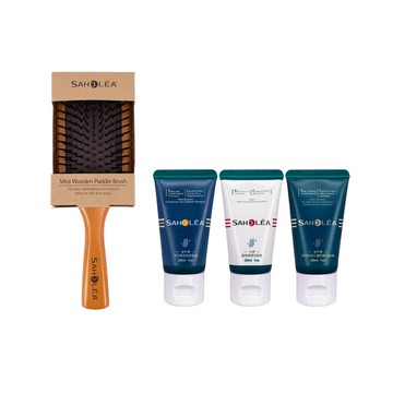【任選】旅行迷你梳組(28ml*3＋迷你氣墊木梳) 旅行木梳組｜SAHOLEA森歐黎漾【梳子/按摩梳/頭皮按摩梳/旅行組】