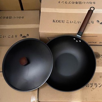 外貿日式鐵鍋家用炒菜鍋平底不粘鍋電磁爐燃氣灶通用原單出口品質