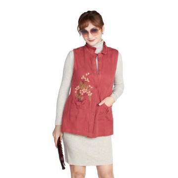 蘭陵(2入)經典緹花手繪長背心上衣組K09-04