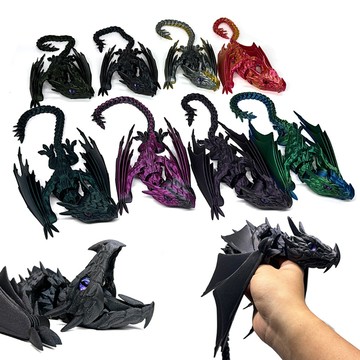 洛陽牡丹 3D Printed Flying Dragon Toy3D列印飛龍擺件飛龍模型關節靈活手辦雙角飛龍擺件