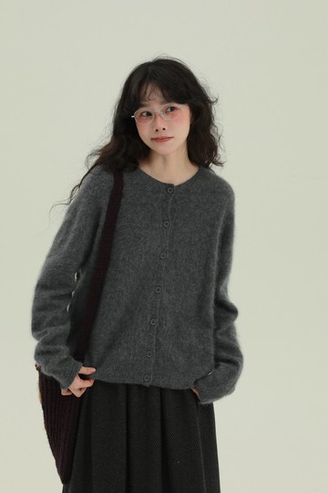 4顔色 小心心胸口刺繡開衫針織毛衣 文藝休閒舒適簡約開衫