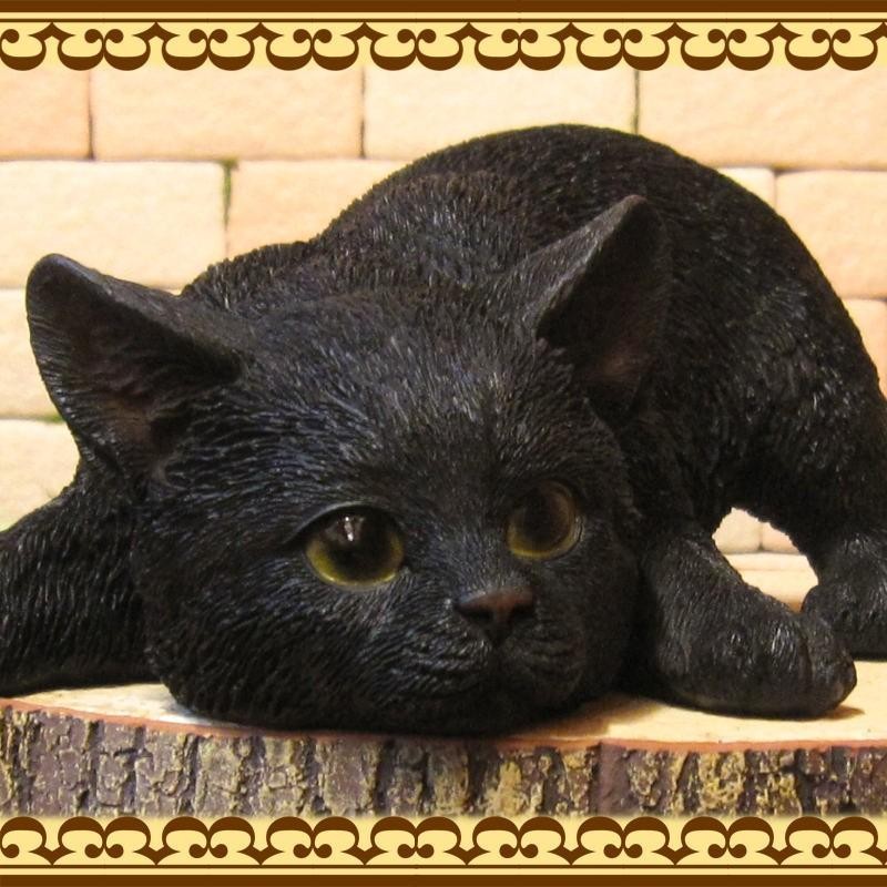 置物 動物 可愛い 猫の置物 リアル 黒猫 ベビーキャット監視中！ ブラック クロネコのフィギュア くろねこのオブジェ ガーデニング ベランダアート  | LINEショッピング