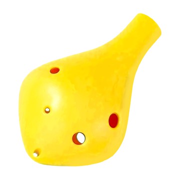 6孔中音C調耐摔塑膠陶笛 (附收納袋、掛繩、教材、擦布) - 黃色  1組