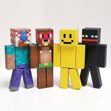 台灣出貨 麥塊 Minecraft 可動紙模人偶 Grox骨哥 PC哥 DIY剪裁模型 手辦 桌面擺件 手作玩具 禮物