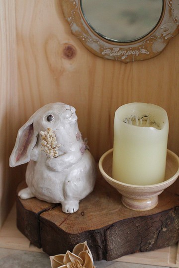 媽咪我愛你 純手捏可愛兔子擺飾