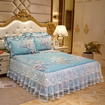 網紅款蕾絲床裙韓式夾棉床罩床墊保護套防塵罩2m加厚床套床蓋床笠