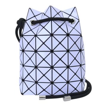 ISSEY MIYAKE  BAOBAO 皮質幾何方格可拉束肩斜背包(薰衣紫)亮面