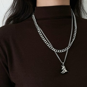 【現貨】馬年款🧧獨角獸雙層項鏈 2條一體  鈦鋼項鍊女 毛衣鍊 男生項鍊 不鏽鋼項鍊 316鈦鋼項鍊 佛牌鍊 長鍊