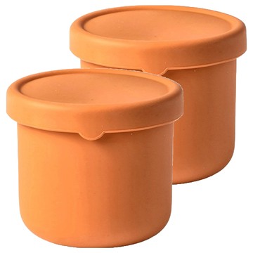 馬卡龍摺疊可微波矽膠保鮮盒 圓滑款 小 咖啡色  2個  保鮮盒 + 蓋子