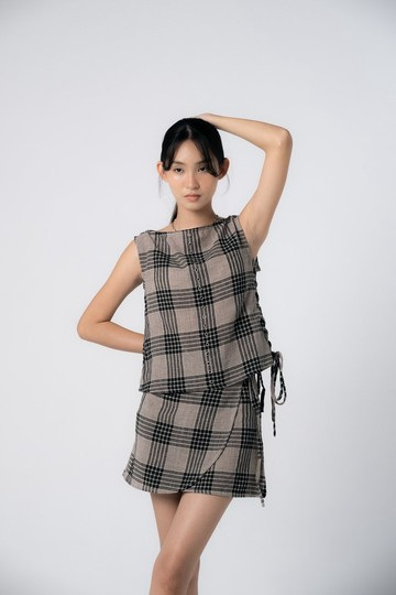 Palit Judy 無袖上衣 (棕色格紋)