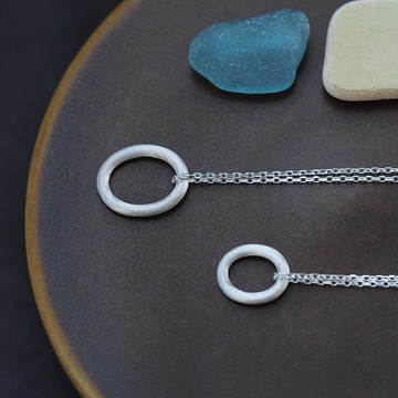 2 件套）開口橢圓形項鍊銀925