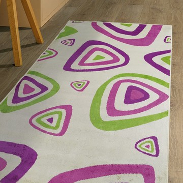 比利時 奧瓦幾何絲質地毯 幾何粉 70x120cm