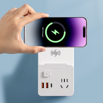 多功能無線充轉換器帶無線充USB充電一轉多插孔墻壁插座轉換插頭【Snowbelle優選】