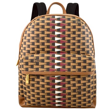 BALLY 6306474 BORD TREKK 品牌新款印花大容量商旅後背包.淺棕