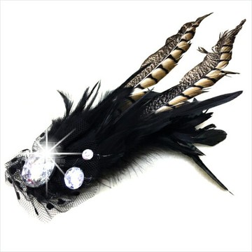 【胸針/髮飾兩用型】新娘髮飾頭花#大寶石鵝毛(單入 )[50559]