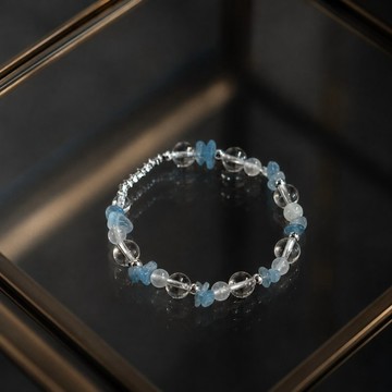 【銀河系003】海藍寶 / 白水晶 / 925銀