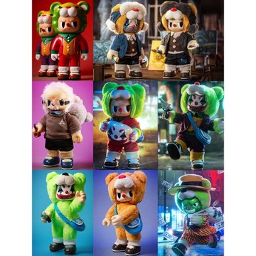 YOOT TOY天才與瘋子梵高款可動毛絨公仔潮玩長毛叛逆小熊手辦玩具